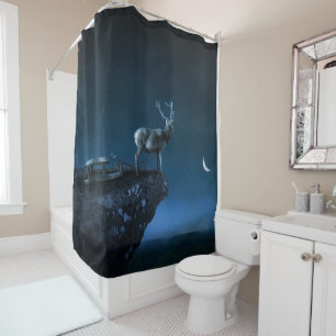 deer in the moonlight shower curtain