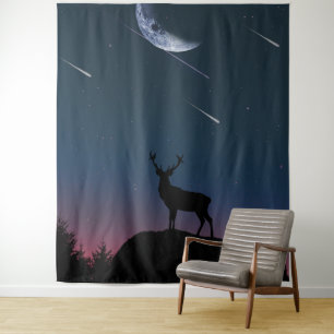 deer in the moonlight tapestry