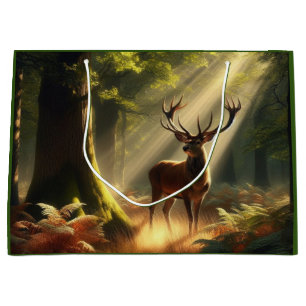 Deer in the morning forest large gift bag
