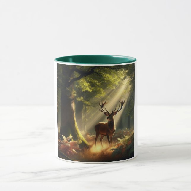 Deer in the morning forest mug (Center)