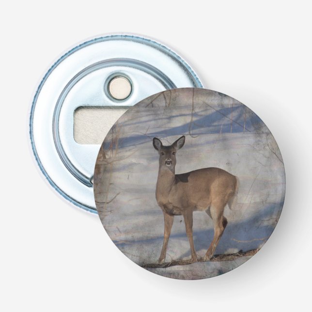 Deer in the snow bottle opener (Front)