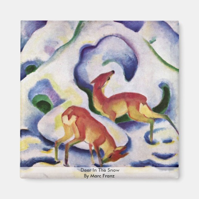 Deer In The Snow By Marc Franz Magnet (Front)