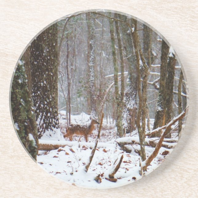 Deer in the snow fall coaster (Front)