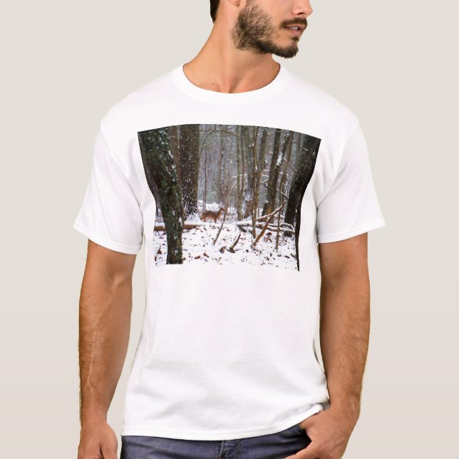 Deer in the snow fall T-Shirt (Front)