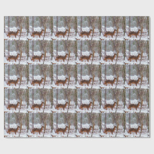 Deer in the snow fall wrapping paper