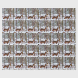 Deer in the snow fall wrapping paper