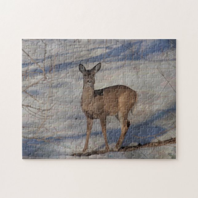 Deer in the snow jigsaw puzzle (Horizontal)