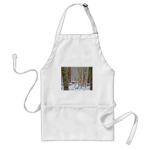 Deer in the snow, licking leg standard apron