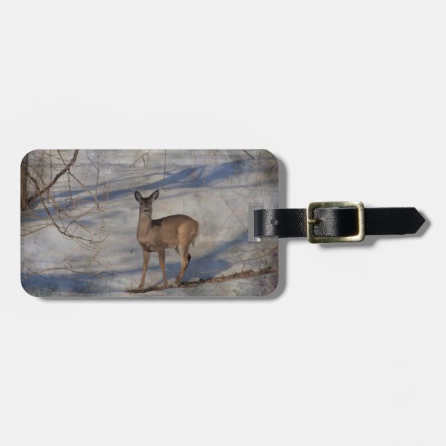 Deer in the snow luggage tag (Front Horizontal)