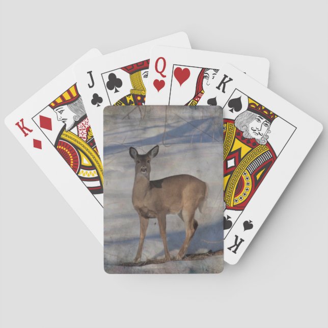 Deer in the snow playing cards (Back)
