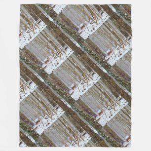 Deer in the Snow storm Fleece Blanket