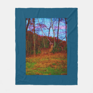 Deer in the trees fleece blanket
