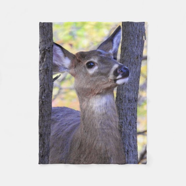 Deer in the Woods Fleece Blanket (Front)