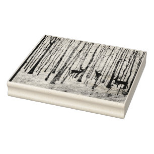 Deer in the Woods Rubber Stamp