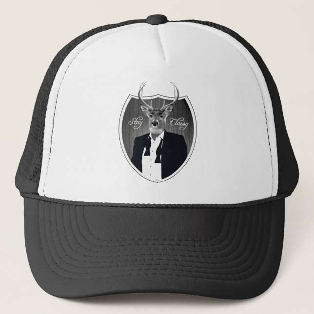 Deer in Tuxedo - Stay Classy Trucker Hat (Front)