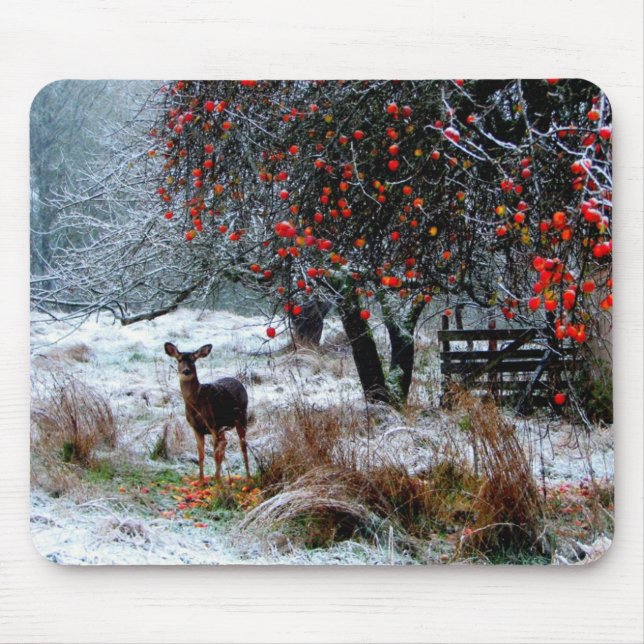 Deer in Winter Mouse Mat (Front)
