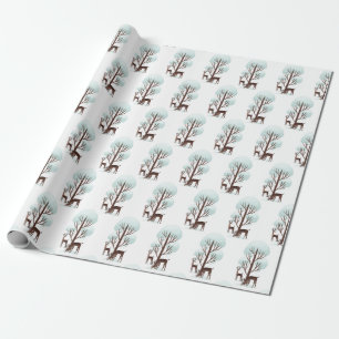 deer in winter woods wrapping paper