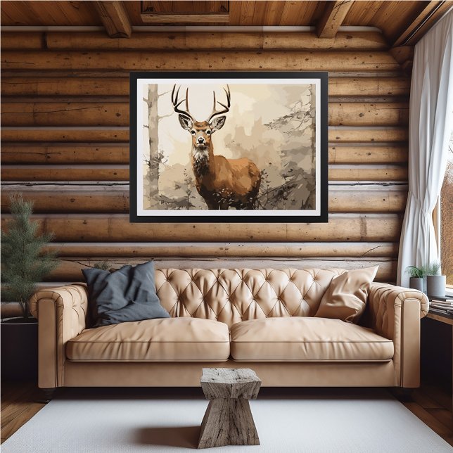 Deer in Woods Impressionist Painting - AI Poster (Creator Uploaded)