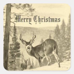 Deer In Woods Square Sticker