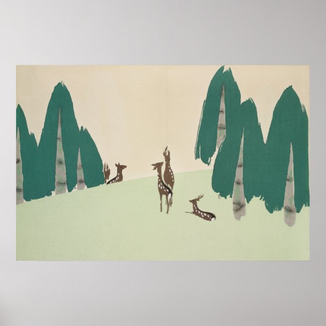 Deer Kamisaka Sekka japan painting art canvas cc0  Poster (Front)