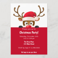 Deer kids christmas party invitation