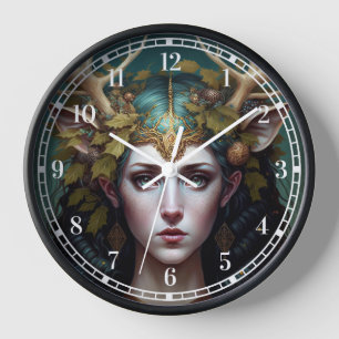 Deer Lady Fantasy Art Clock