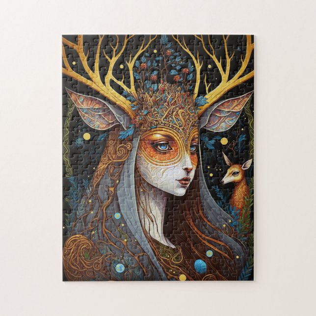 Deer Lady Fantasy Art Jigsaw Puzzle (Vertical)