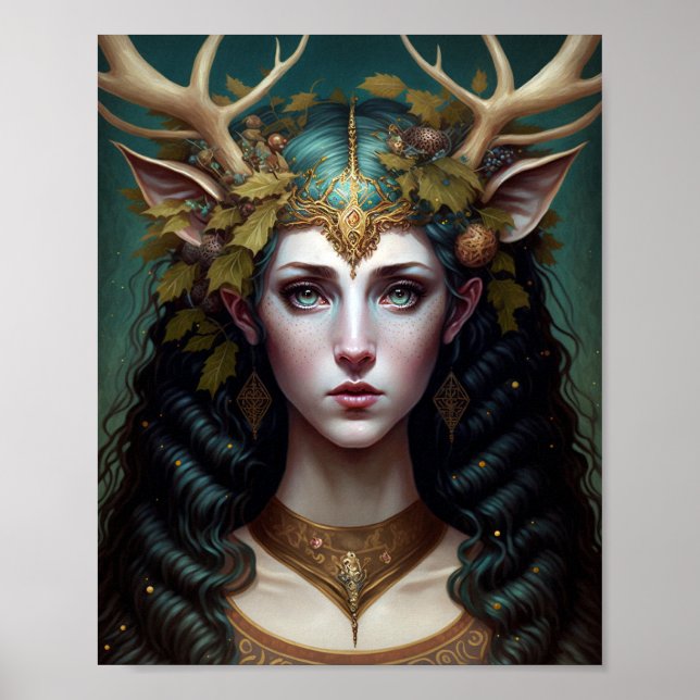 Deer Lady Fantasy Art Poster (Front)