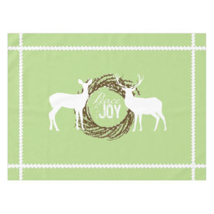 Deer Light Green Peace Joy  Wreath Tablecloth