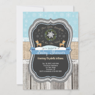 Deer Little Snowflake Winter Baby Shower Invitation
