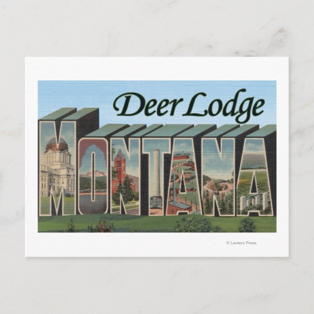 Deer Lodge, Montana - Large Letter Scenes Postcard (Front)