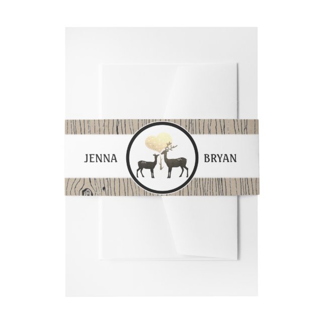 Deer Love Woodland Deer Wedding Custom Invitation Belly Band (Front Example)