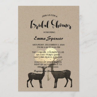 Deer Love Woodland Winter Fall Bridal Shower Invitation