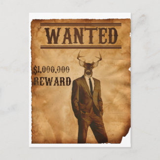 Deer Man is Wanted Postcard