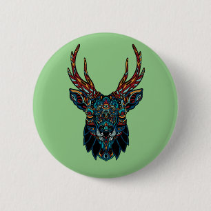 Deer Mandala  6 Cm Round Badge