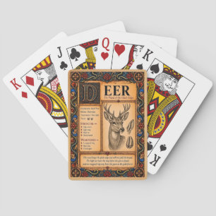 Deer, Mediaeval Bestiary Art Playing Cards