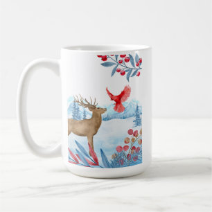 Deer Meets Cardinal ceramic mug