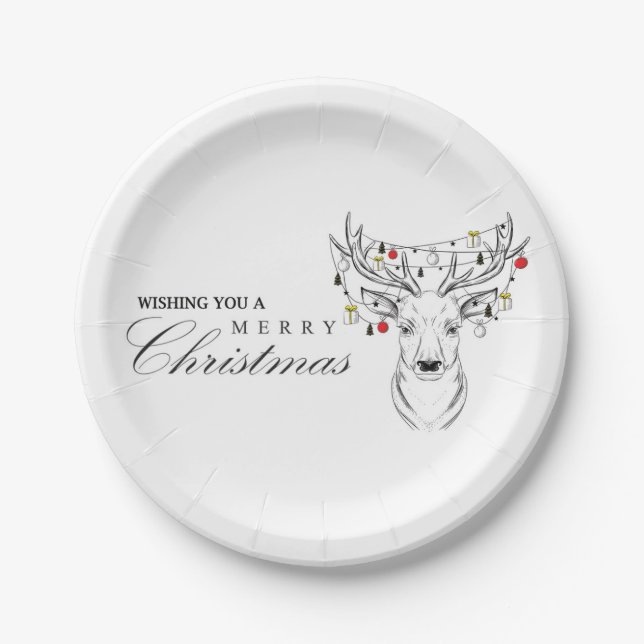 Deer Merry Christmas Paper Plates (Front)