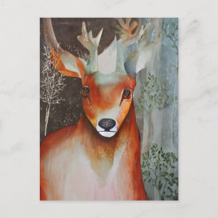 Deer Mixed Media  Postcard