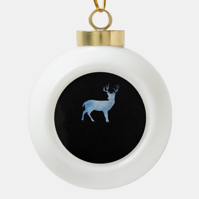 Deer Modern Artistic Design  Ceramic Ball Christmas Ornament (Front)