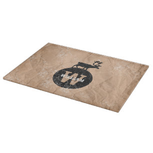 Deer Monogram Distressed Rustic Brown Kraft Paper Cutting Board