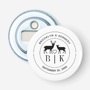 Deer Monogram Rustic Country Wedding Couple Name Bottle Opener