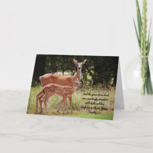 Deer Mother and Baby Grace Bible Verse Card