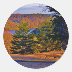 Deer & Mt. Lake Classic Round Sticker