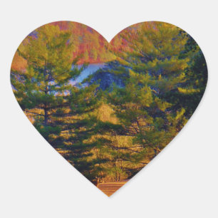 Deer & Mt. Lake Heart Sticker