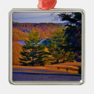 Deer & Mt. Lake Metal Tree Decoration