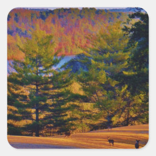 Deer & Mt. Lake Square Sticker