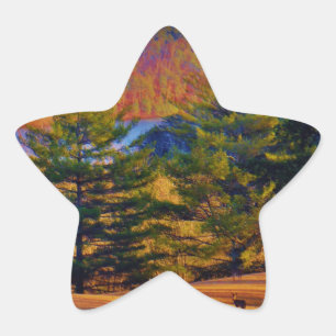 Deer & Mt. Lake Star Sticker