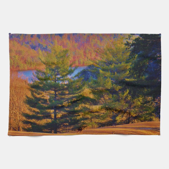 Deer & Mt. Lake Tea Towel (Horizontal)