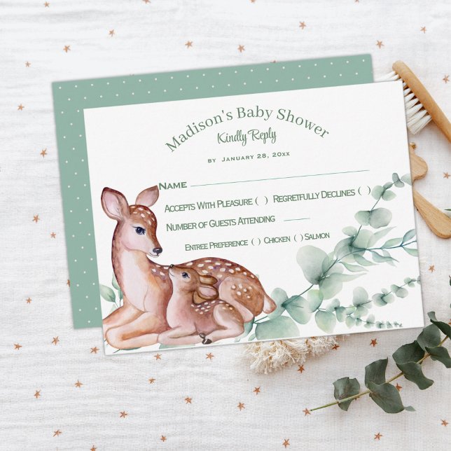 Deer Mum Fawn Baby Shower Response Card (Creator Uploaded)